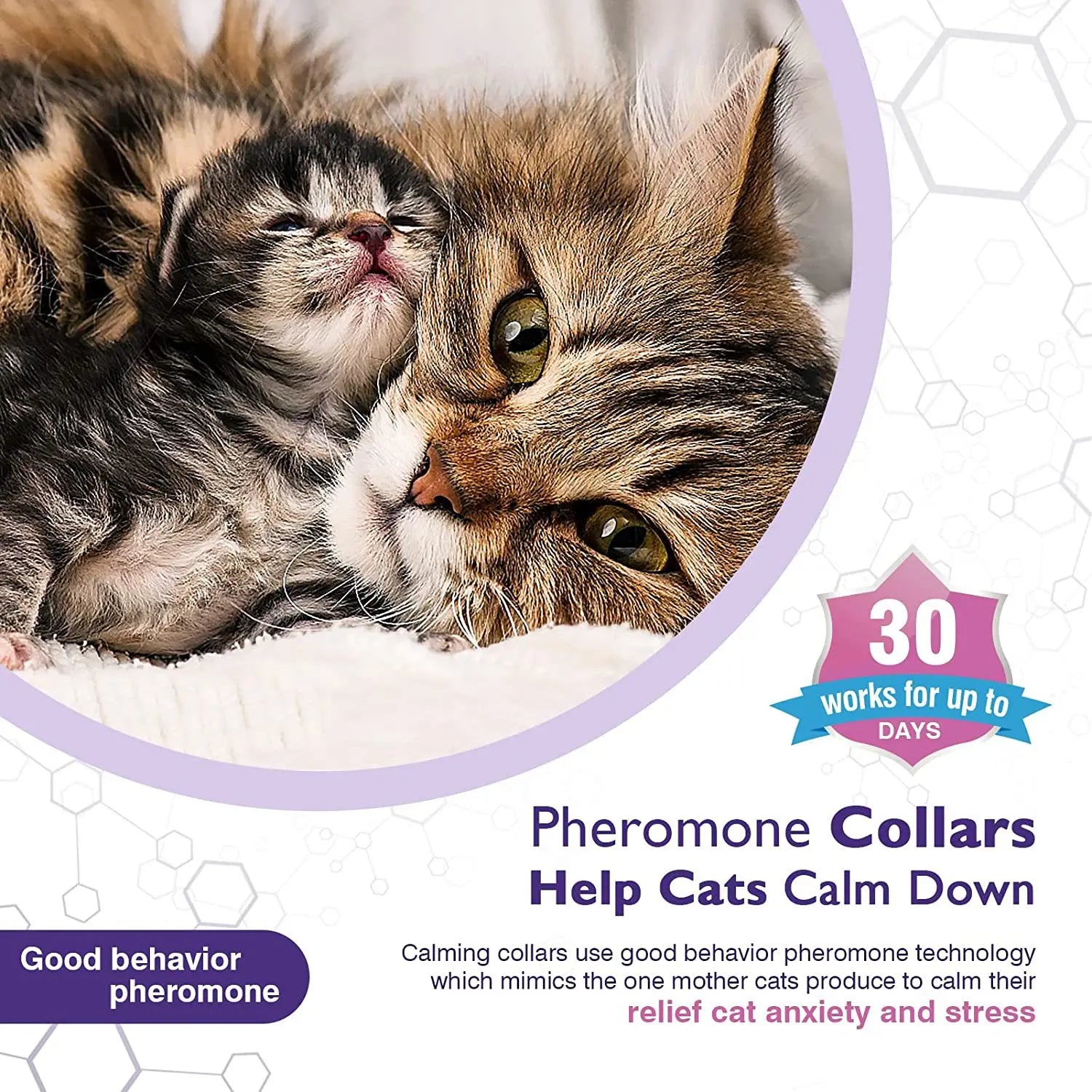 Pet Calming Collar For Cats Dogs Adjustable Anxiety Pheromone Reducing Pet Collar Lasting Natural Calm Relax Soothing Collars