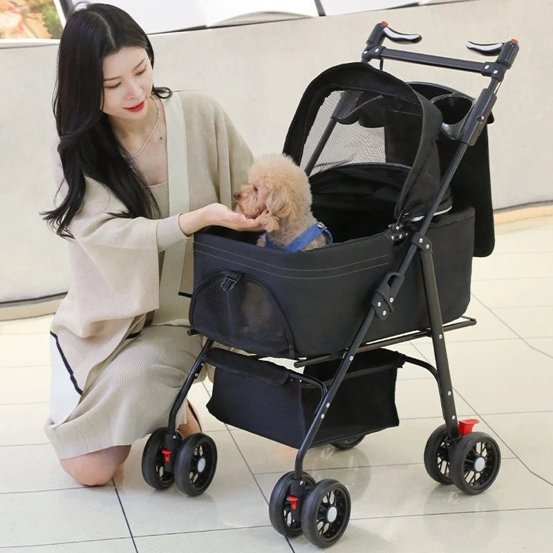 Pet Cart Portable Folding Outdoor Dog Cat Cart Pet Bag Out Small And Medium-Sized Dog Cart Handbag Detachable Multifunctional