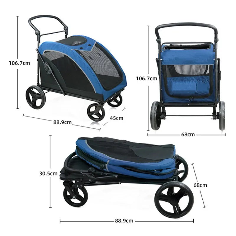 Pet Cart Portable Disabled Elderly Dog Cart Folding Breathable Pets Dog Carriers 360° Universal Wheel Pet Accessories Products