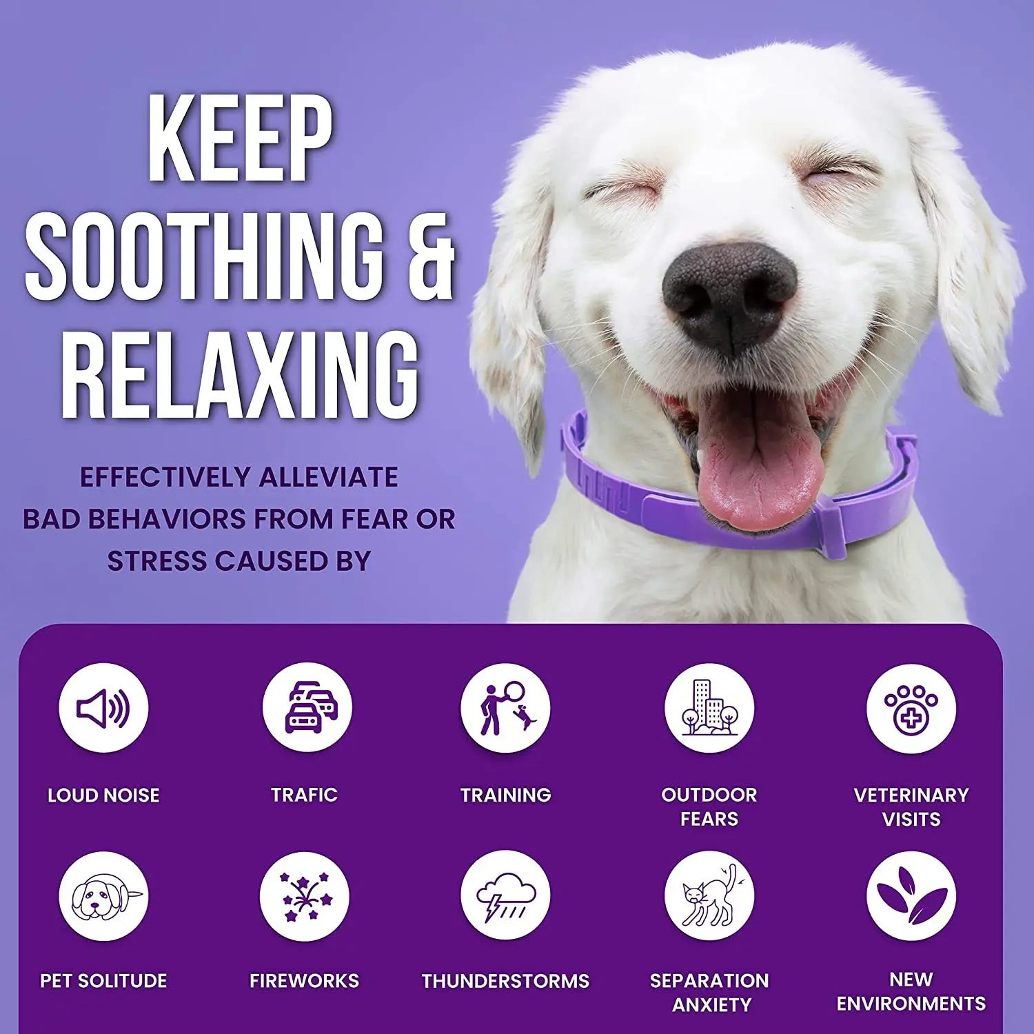 Pet Calming Collar For Cats Dogs Adjustable Anxiety Pheromone Reducing Pet Collar Lasting Natural Calm Relax Soothing Collars