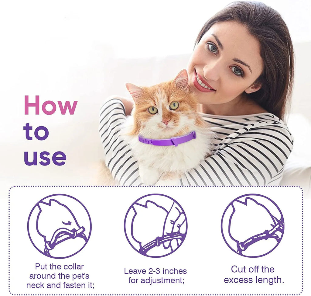 Pet Calming Collar For Cats Dogs Adjustable Anxiety Pheromone Reducing Pet Collar Lasting Natural Calm Relax Soothing Collars