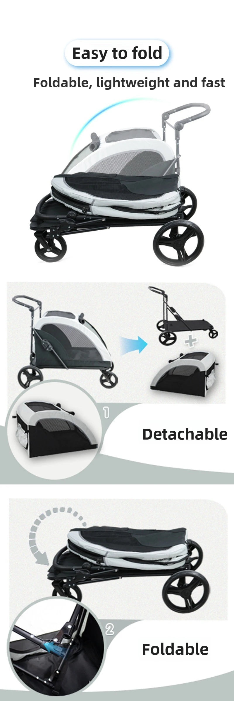 Pet Cart Portable Disabled Elderly Dog Cart Folding Breathable Pets Dog Carriers 360° Universal Wheel Pet Accessories Products