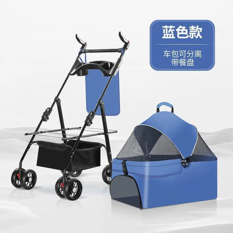 Pet Cart Portable Folding Outdoor Dog Cat Cart Pet Bag Out Small And Medium-Sized Dog Cart Handbag Detachable Multifunctional