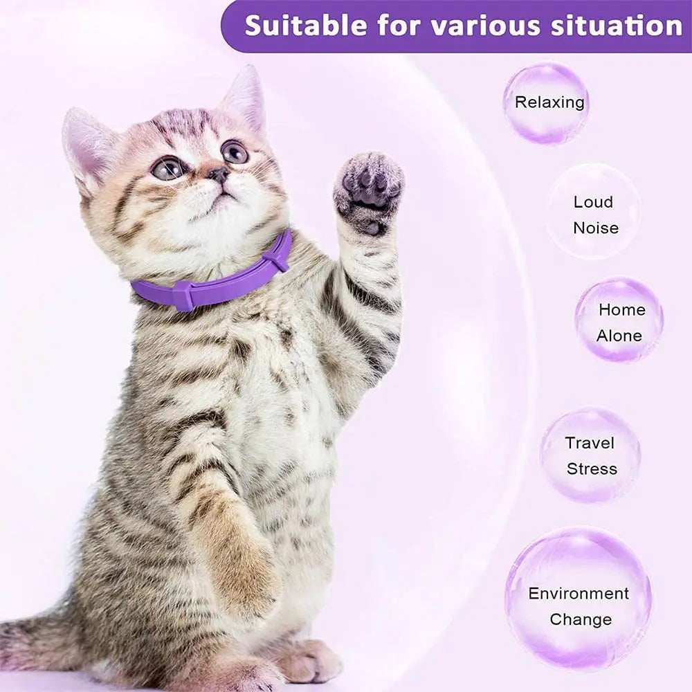 Pet Calming Collar For Cats Dogs Adjustable Anxiety Pheromone Reducing Pet Collar Lasting Natural Calm Relax Soothing Collars