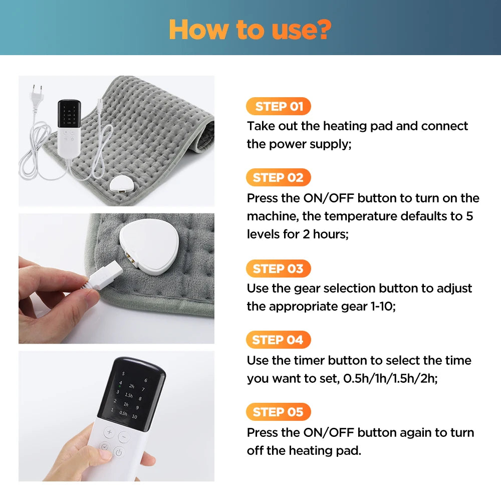 Electric Heating Pad Pet Heat Mat with 9 Levels Constant Temp 4 Mode Timer Body Warming Thermal Mat for Abdomen Hand Thermal Mat