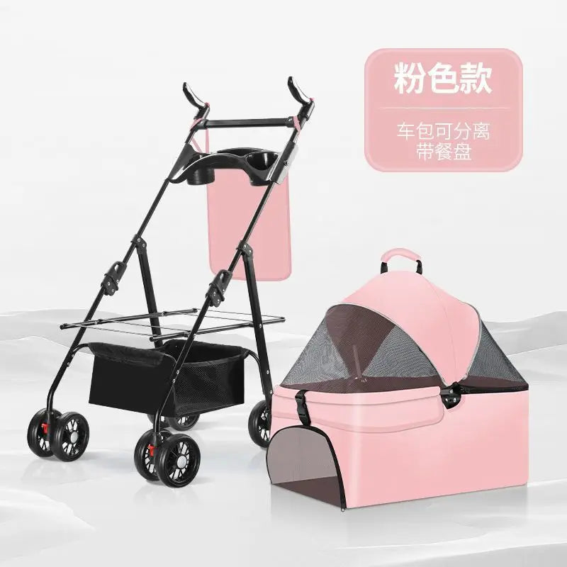 Pet Cart Portable Folding Outdoor Dog Cat Cart Pet Bag Out Small And Medium-Sized Dog Cart Handbag Detachable Multifunctional