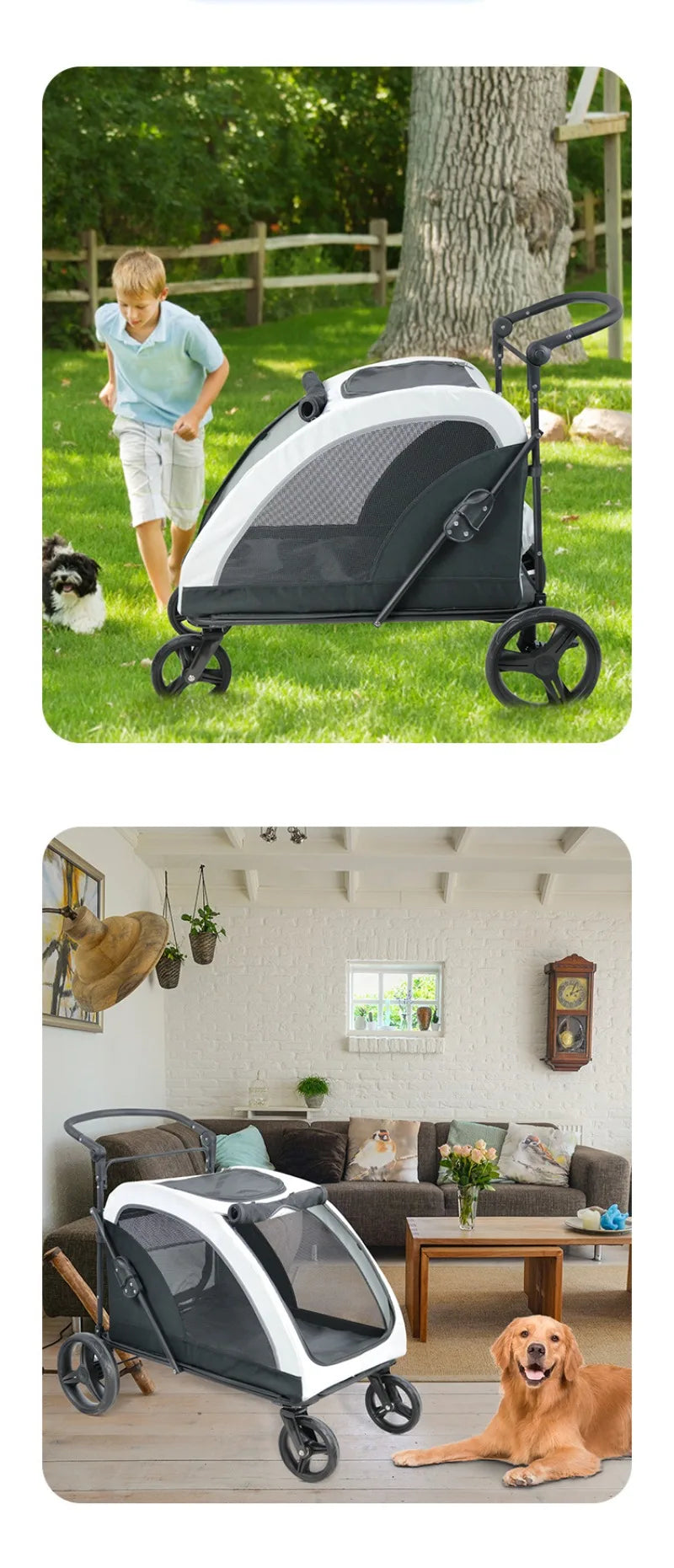 Pet Cart Portable Disabled Elderly Dog Cart Folding Breathable Pets Dog Carriers 360° Universal Wheel Pet Accessories Products
