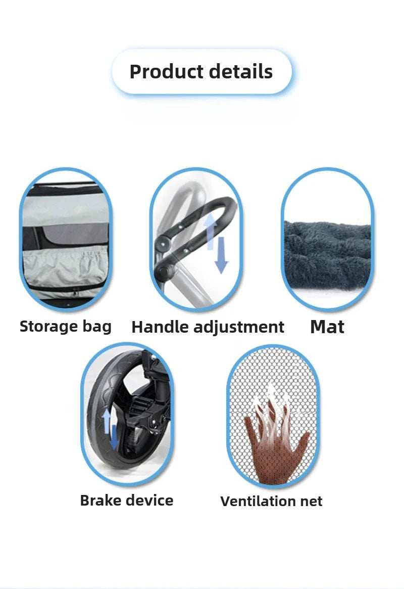 Pet Cart Portable Disabled Elderly Dog Cart Folding Breathable Pets Dog Carriers 360° Universal Wheel Pet Accessories Products