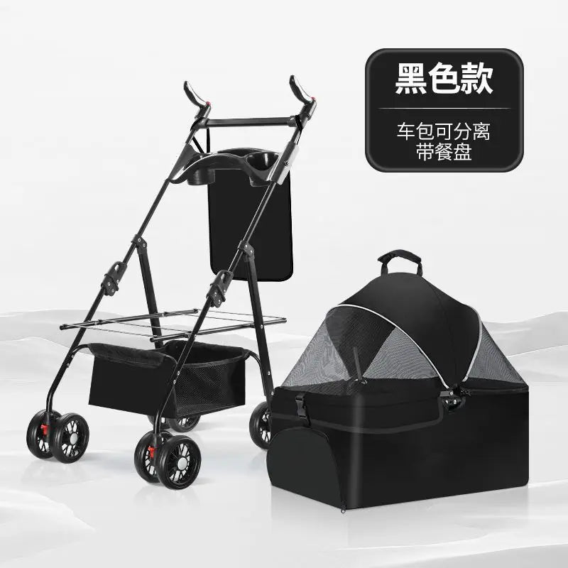 Pet Cart Portable Folding Outdoor Dog Cat Cart Pet Bag Out Small And Medium-Sized Dog Cart Handbag Detachable Multifunctional