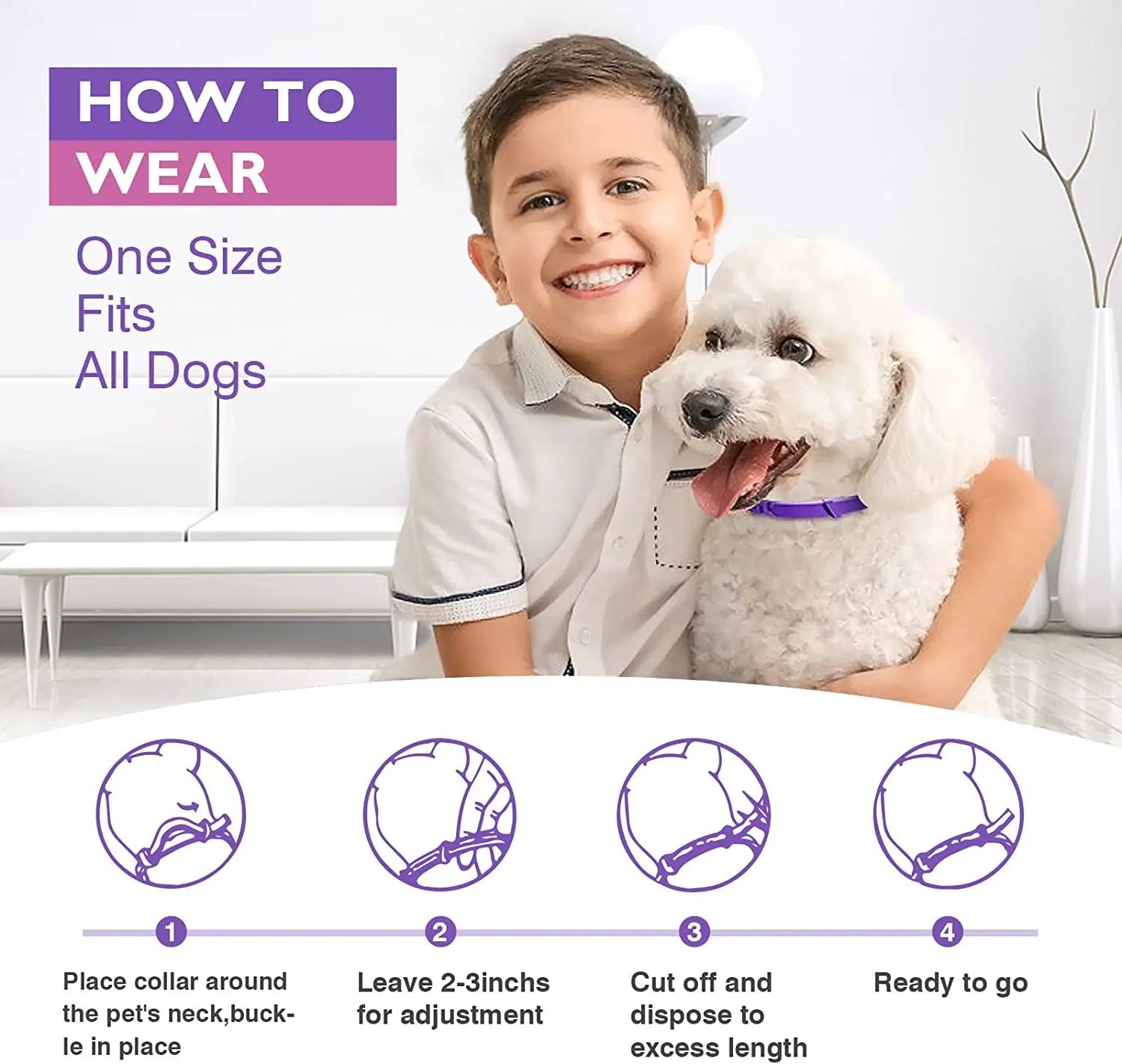 Pet Calming Collar For Cats Dogs Adjustable Anxiety Pheromone Reducing Pet Collar Lasting Natural Calm Relax Soothing Collars