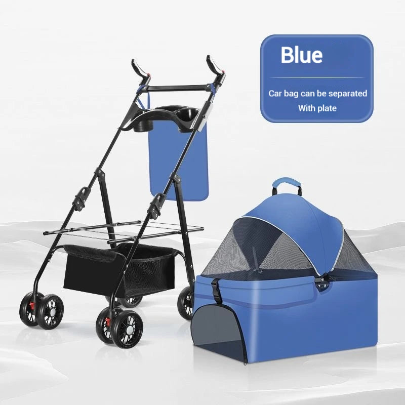 Pet Cart Portable Folding Outdoor Dog Cat Cart Pet Bag Out Small And Medium-Sized Dog Cart Handbag Detachable Multifunctional
