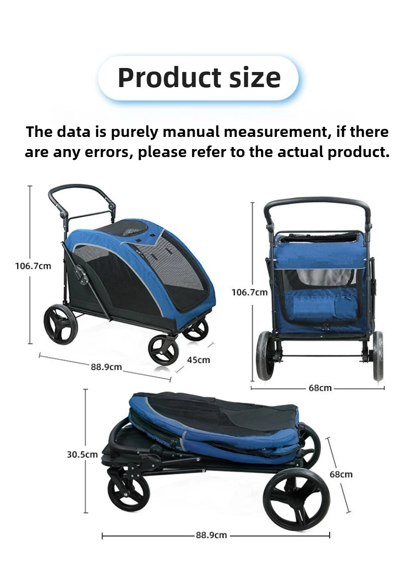 Pet Cart Portable Disabled Elderly Dog Cart Folding Breathable Pets Dog Carriers 360° Universal Wheel Pet Accessories Products